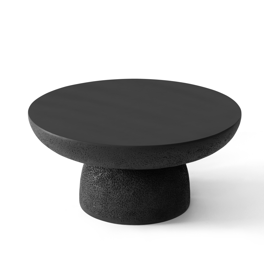 Black Travertine Round Coffee Tables Accent Center Table