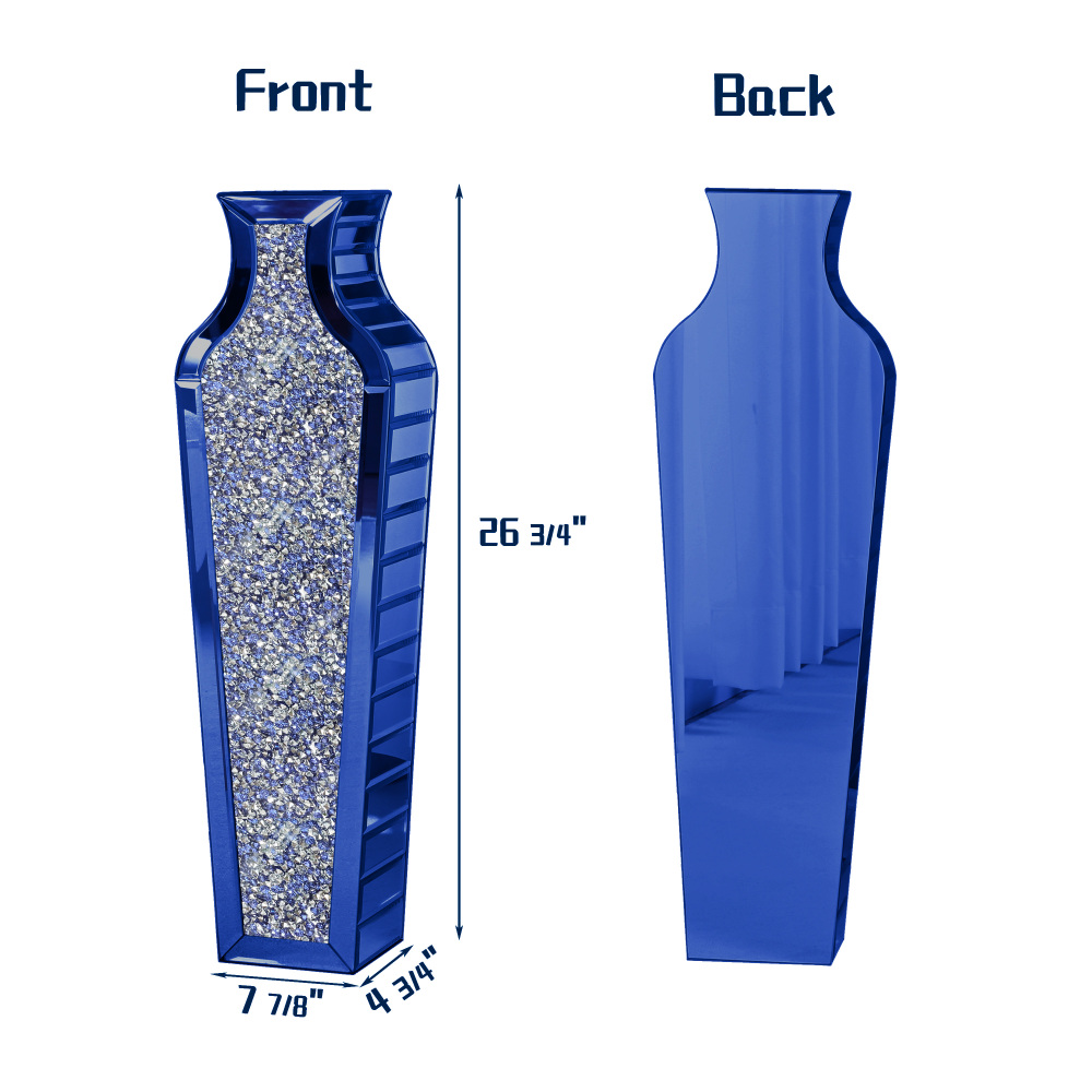 Blue Handmade Crystal Glass Floor Vase 26.8"