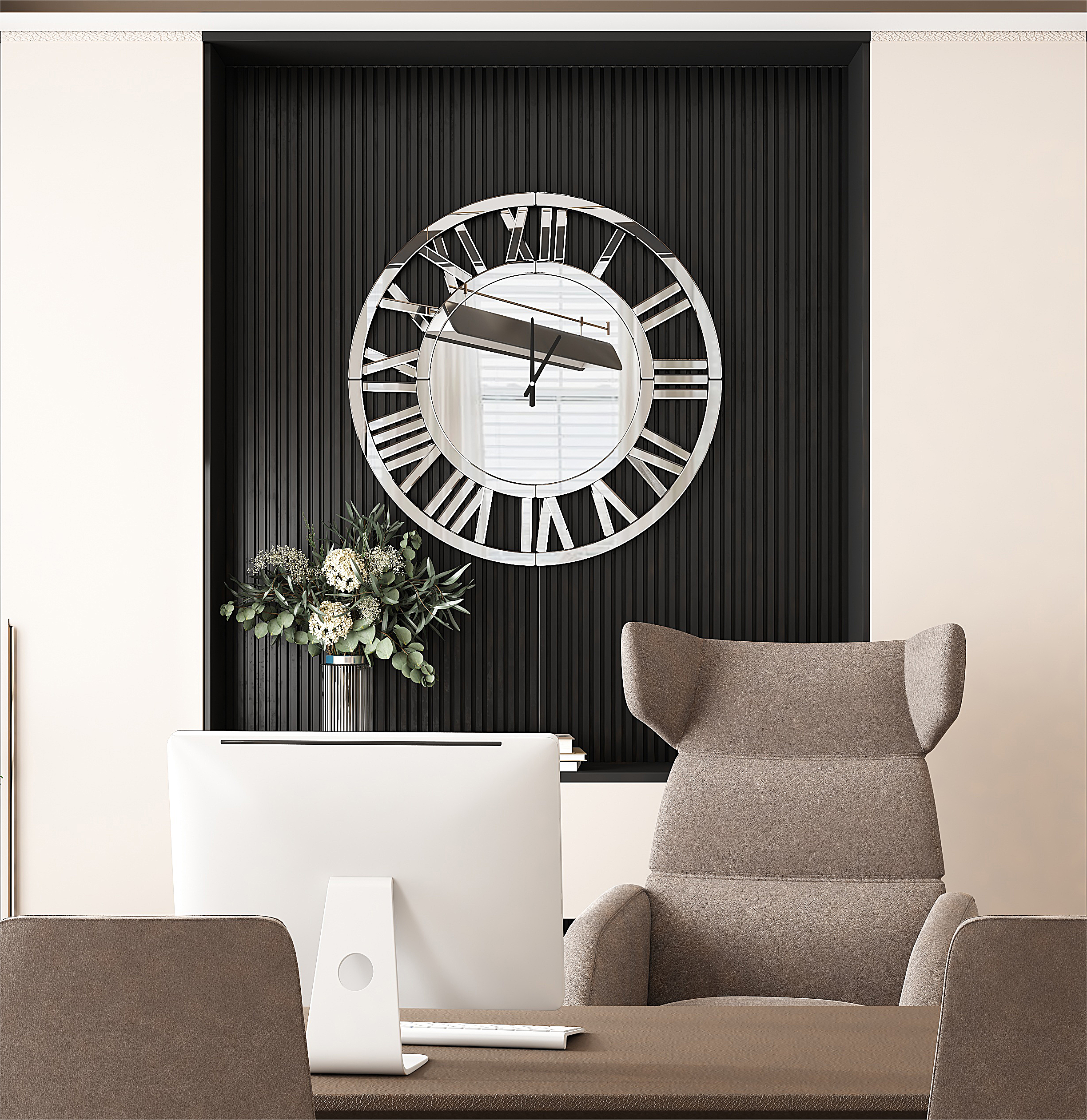 34" Oversize Wall Clock Living Room Decor, Extra Large Decorative Mirror Wall Clocks