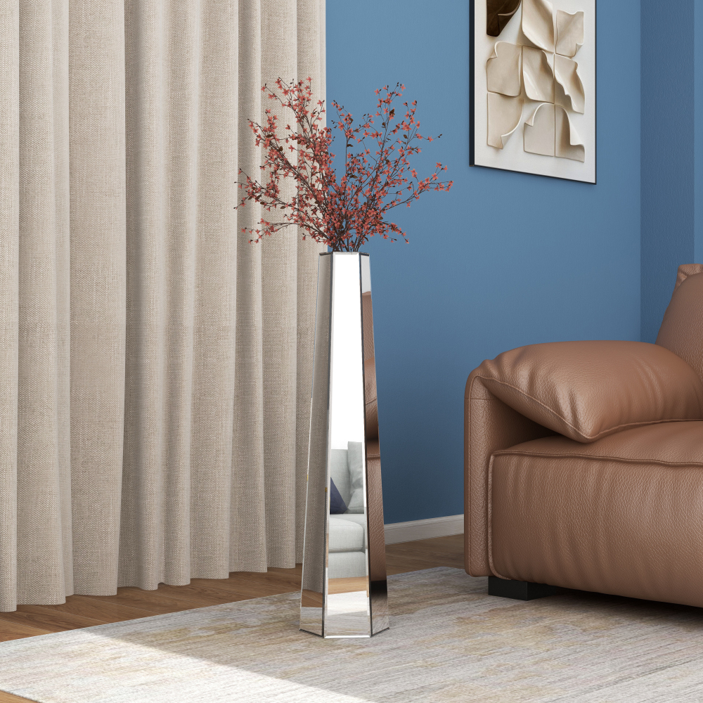 Tall Mirror Floor Vase, Silver Large Vases Sophisticated Vessel for Decorative Branches