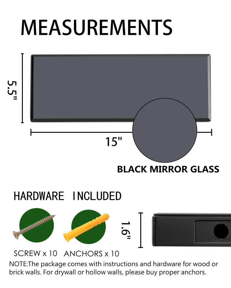 Mirrored Floating Shelves for Wall, Set of 3 Glass Wall Mounted Shelves for Bathroom Decor