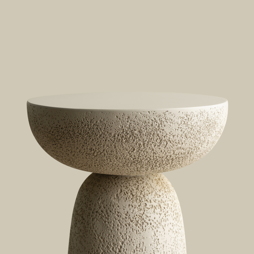 SHYFOY Travertine Stone Finish Side Accent Table