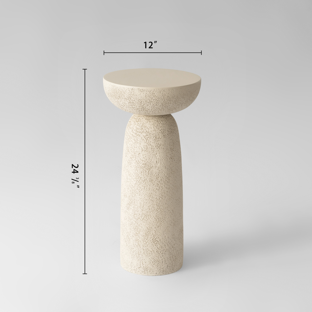 SHYFOY Travertine Stone Finish Side Accent Table