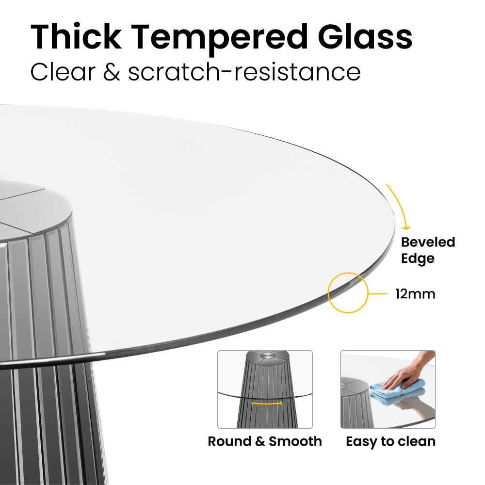 Clear Glass Top Dining Table