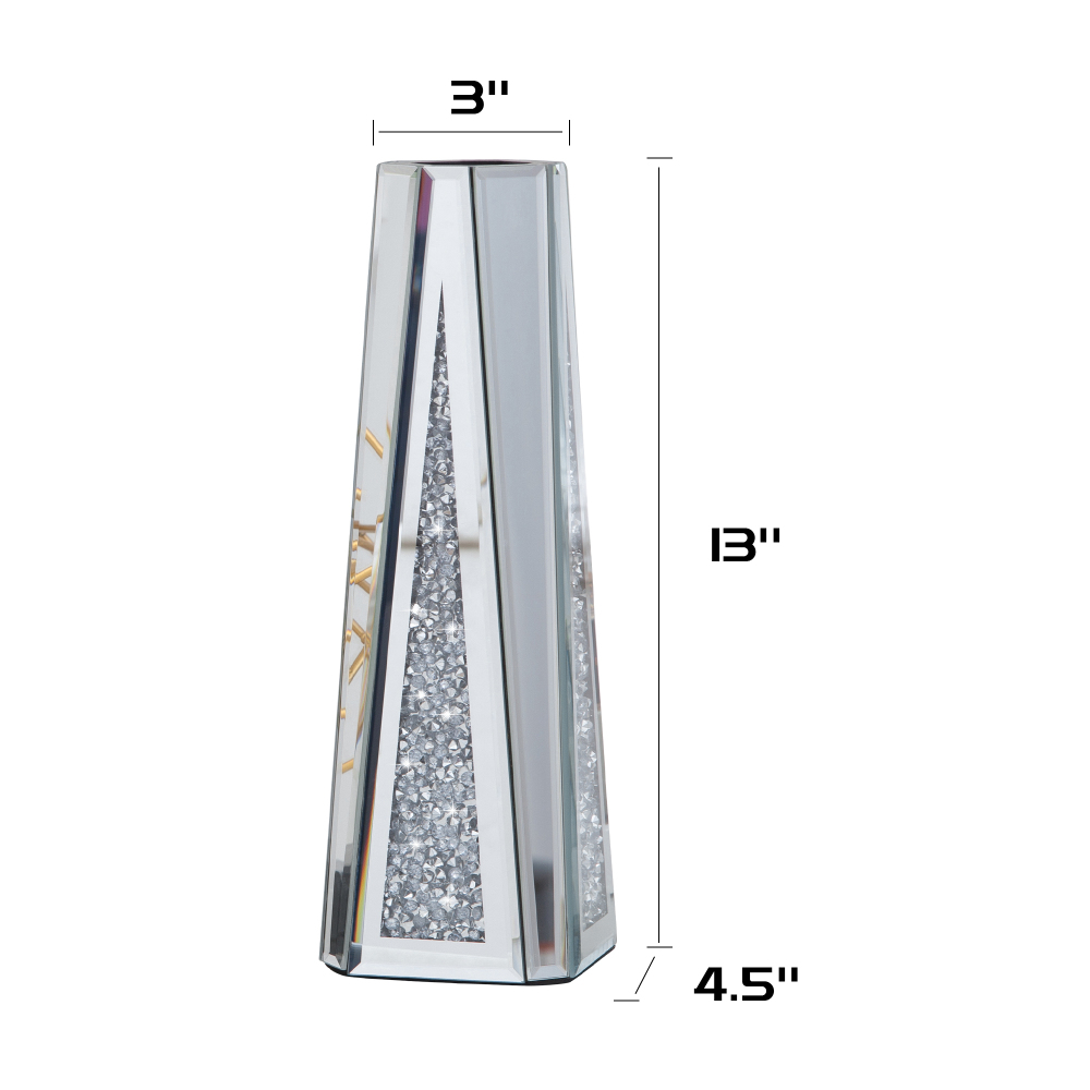 SHYFOY Flower Vase Crushed Diamond Mirrored Vases for Home Decor, Crystal Silver Glass Decorative Mirror Vase