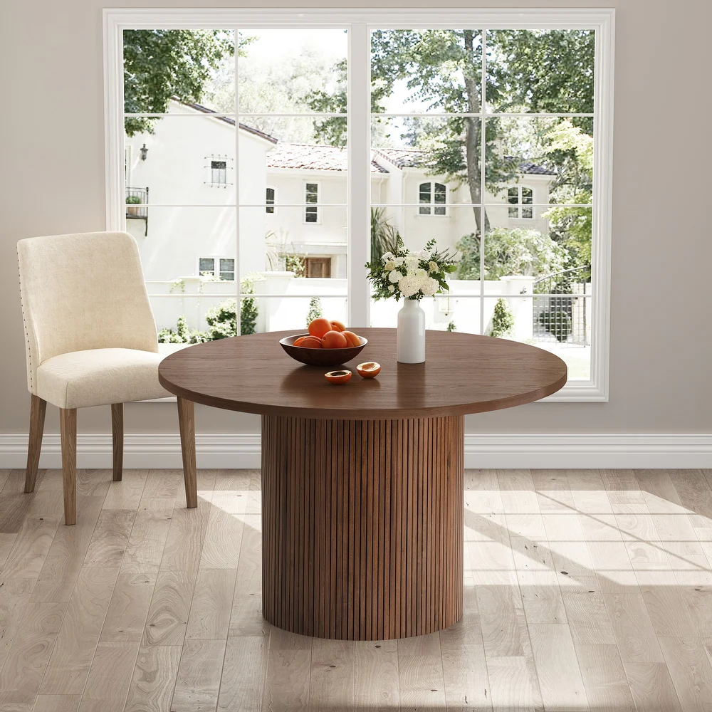 Round Fluted Pedestal Dining Table /SF-DT158B/SF-DT158W