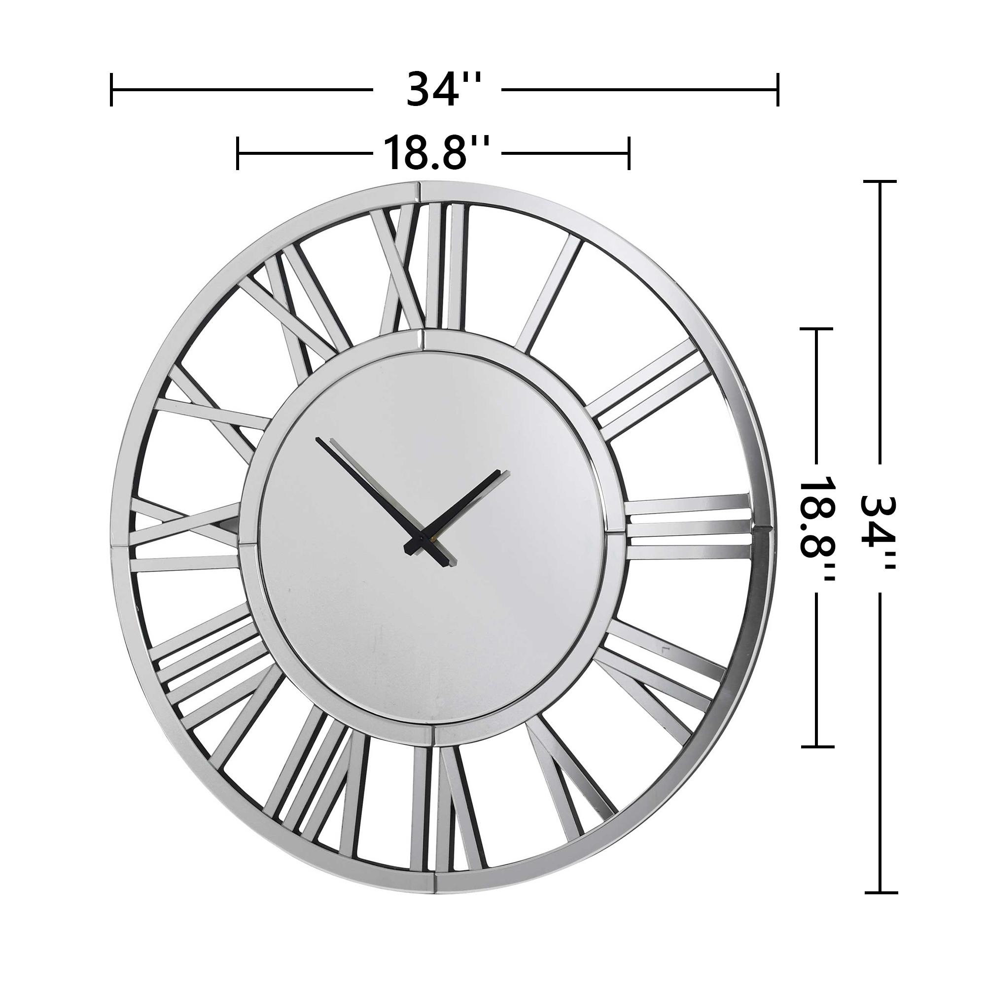 34" Oversize Wall Clock Living Room Decor, Extra Large Decorative Mirror Wall Clocks
