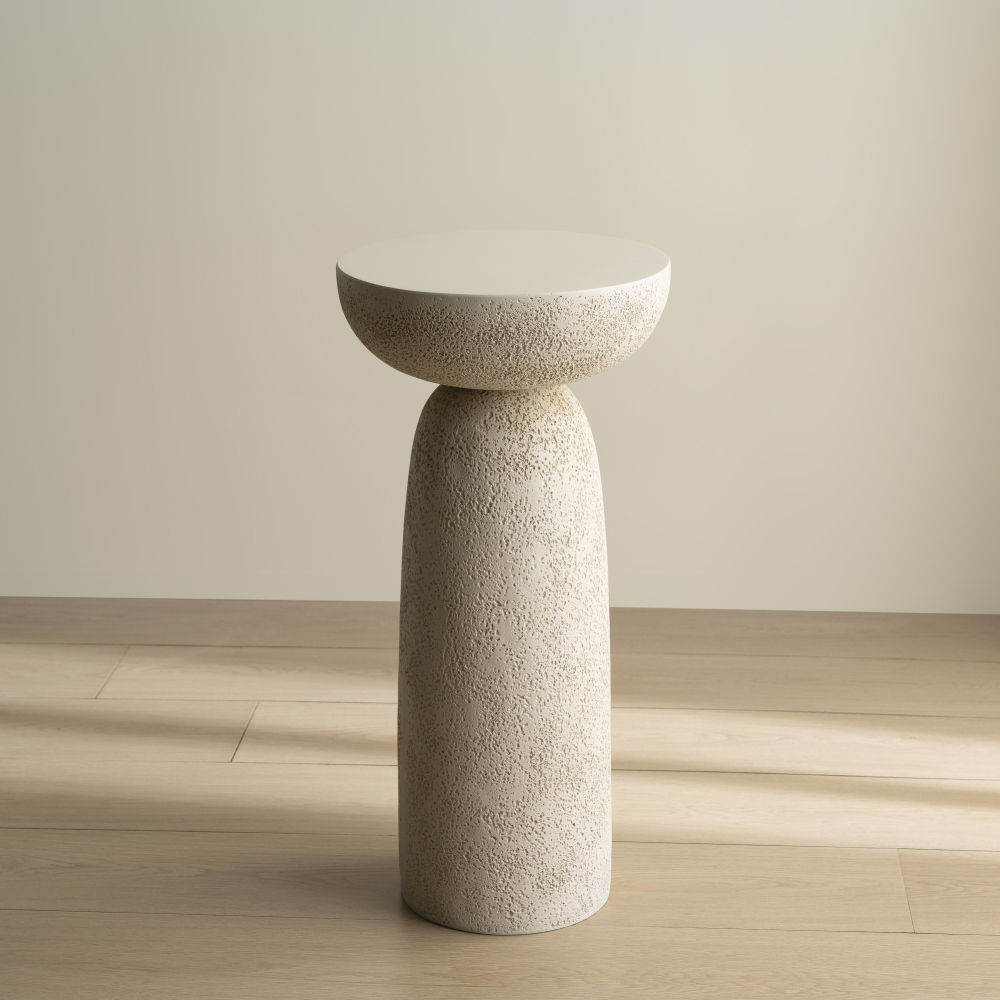 SHYFOY Travertine Stone Finish Side Accent Table