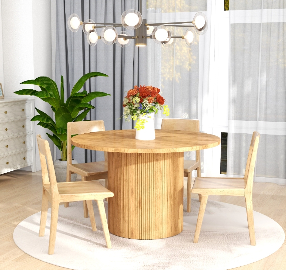 Round Fluted Pedestal Dining Table /SF-DT158B/SF-DT158W