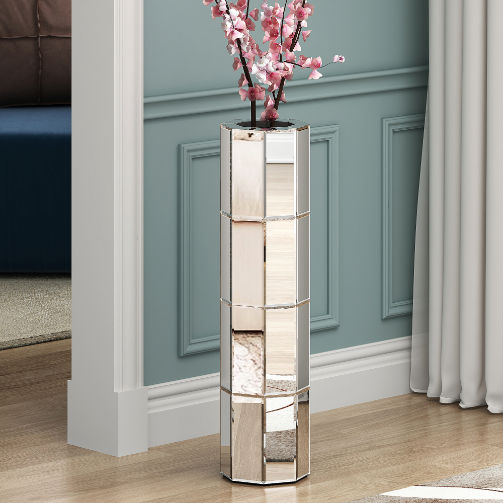 Tall Silver 28 inch Big Vase for Decor Living Room Decorative Large Vase