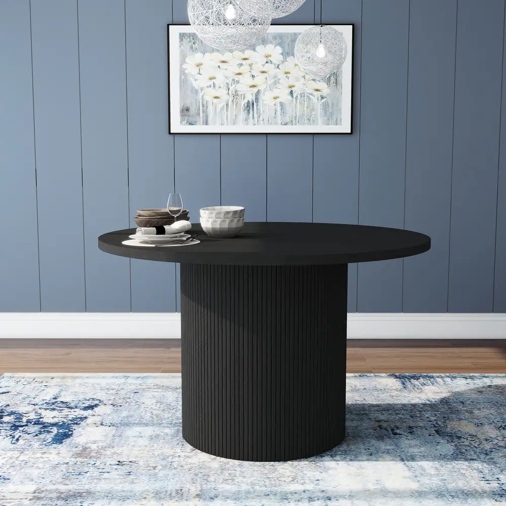 Round Fluted Pedestal Dining Table /SF-DT158B/SF-DT158W