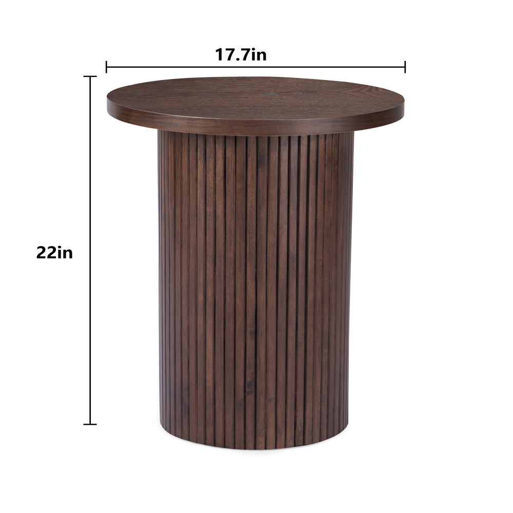 Side Tables Living Room, Modern Drum End Table, 18 inch Wide Black Accent Table