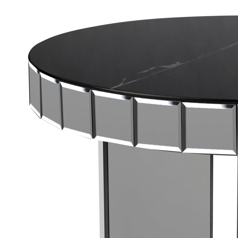 Marble 3 Leg Round End Table Side Table; Modern Black End Table
