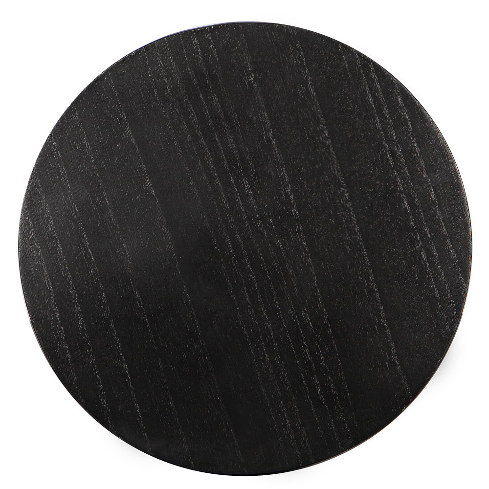 Round Black Side Table End Table with Pedestal Fluted Base