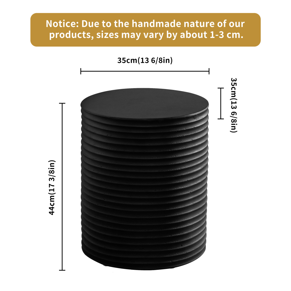Modern Cylinder Side Table Minimalist Outdoor End Table, Cement Accent Table