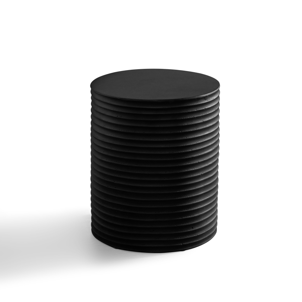 Modern Cylinder Side Table Minimalist Outdoor End Table, Cement Accent Table