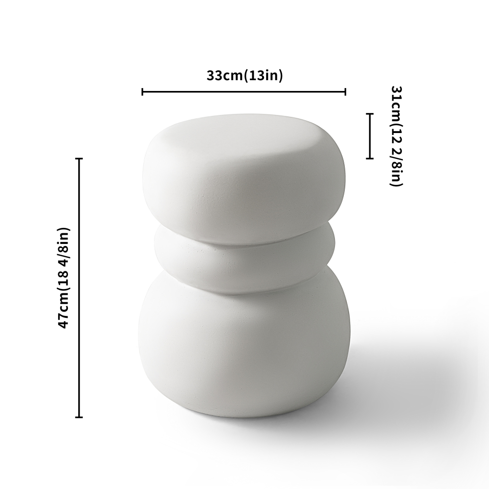 Modern Outdoor Side Table, Sculptural Patio Accent Table, White Concrete Look