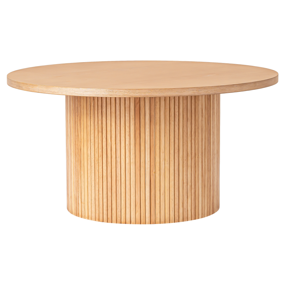 Round Coffee Table with Solid Wood Circle Pedestal Table - 35.5" x 17.7"