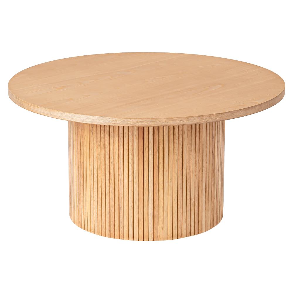 Round Coffee Table with Solid Wood Circle Pedestal Table - 35.5" x 17.7"