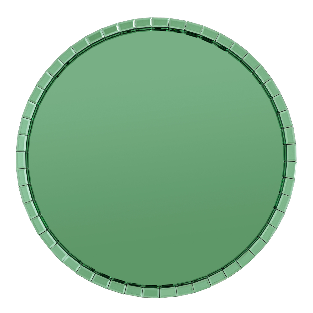 Green Round Glass Tray Top Coffee Table for Living Room