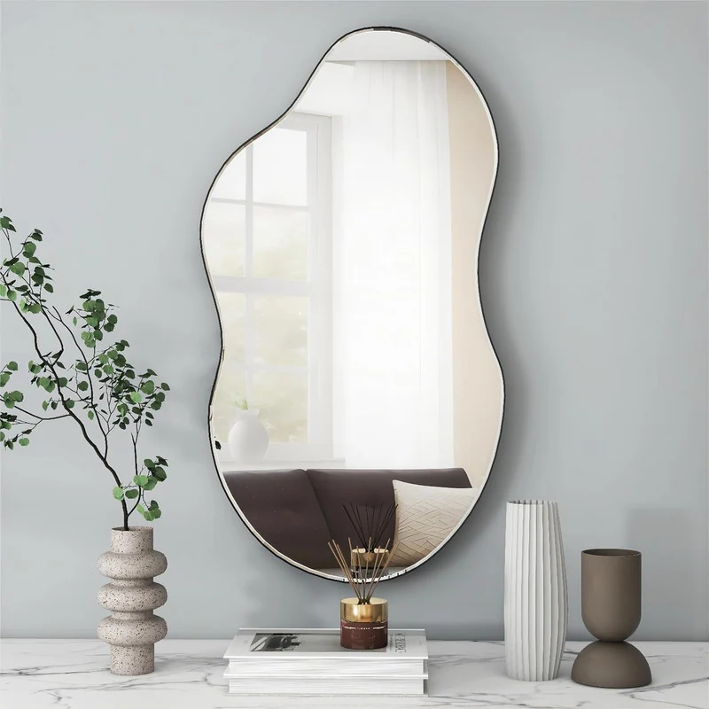 SHYFOY 35.8" Black Asymmetrical Cloud Shaped Wall Mirror / SF-WM129BK