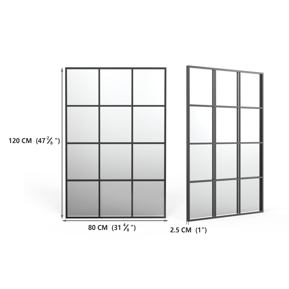 SHYFOY Antique Black Wall Mirror Metal Frame Accent Mirror - 35.44"×23.63"