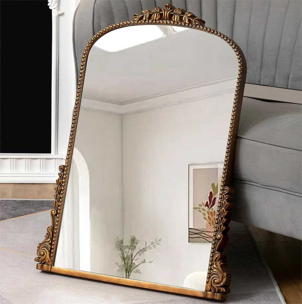 SHYFOY Antique Wall Mirror Gold Baroque Ornate, Traditional Elegant Old Mirror