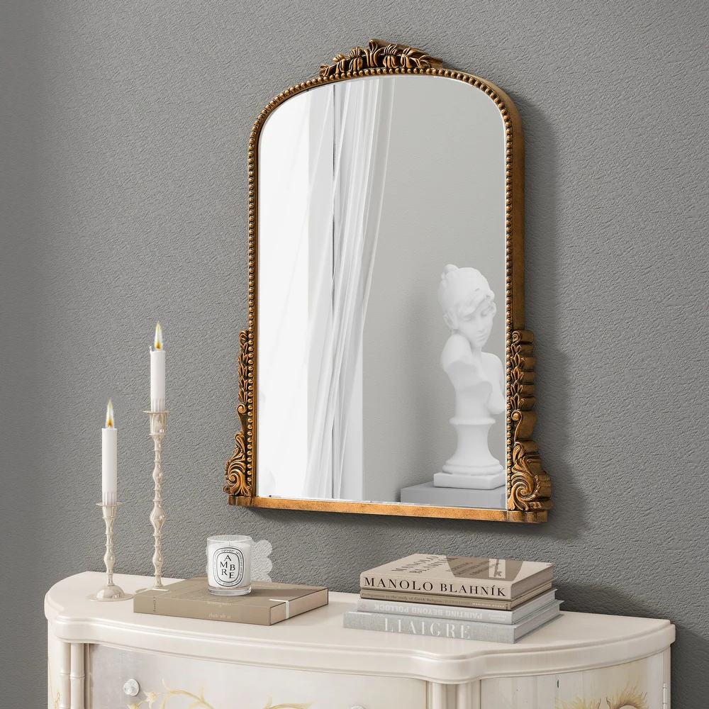SHYFOY Antique Wall Mirror Gold Baroque Ornate, Traditional Elegant Old Mirror