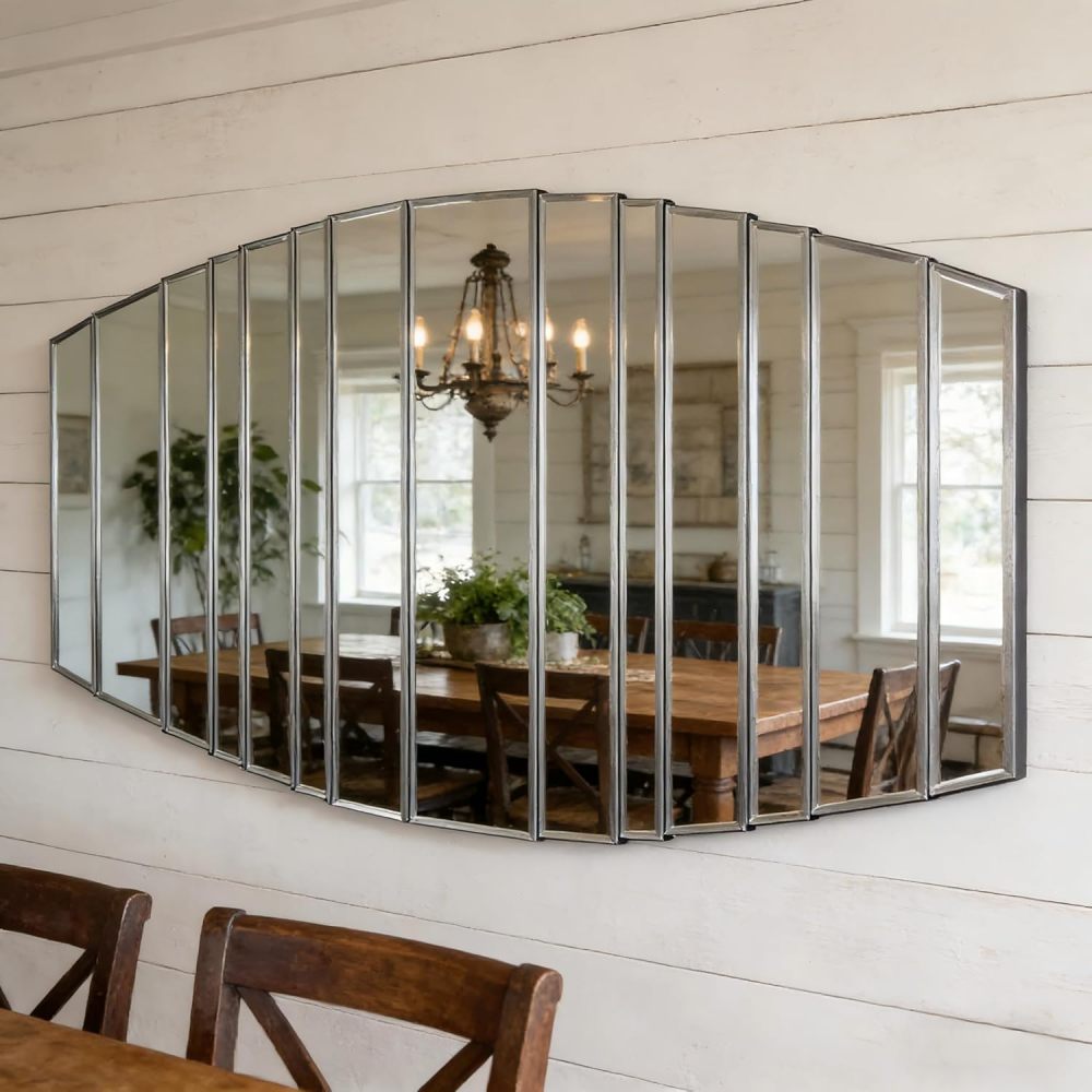 SHYFOY Modern Sunburst Framless Irregular Accent Wall Mirror - 43.3"×21.65"