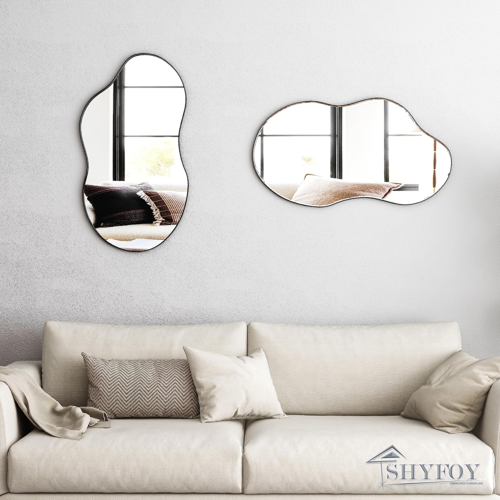SHYFOY 35.8" Black Asymmetrical Cloud Shaped Wall Mirror / SF-WM129BK