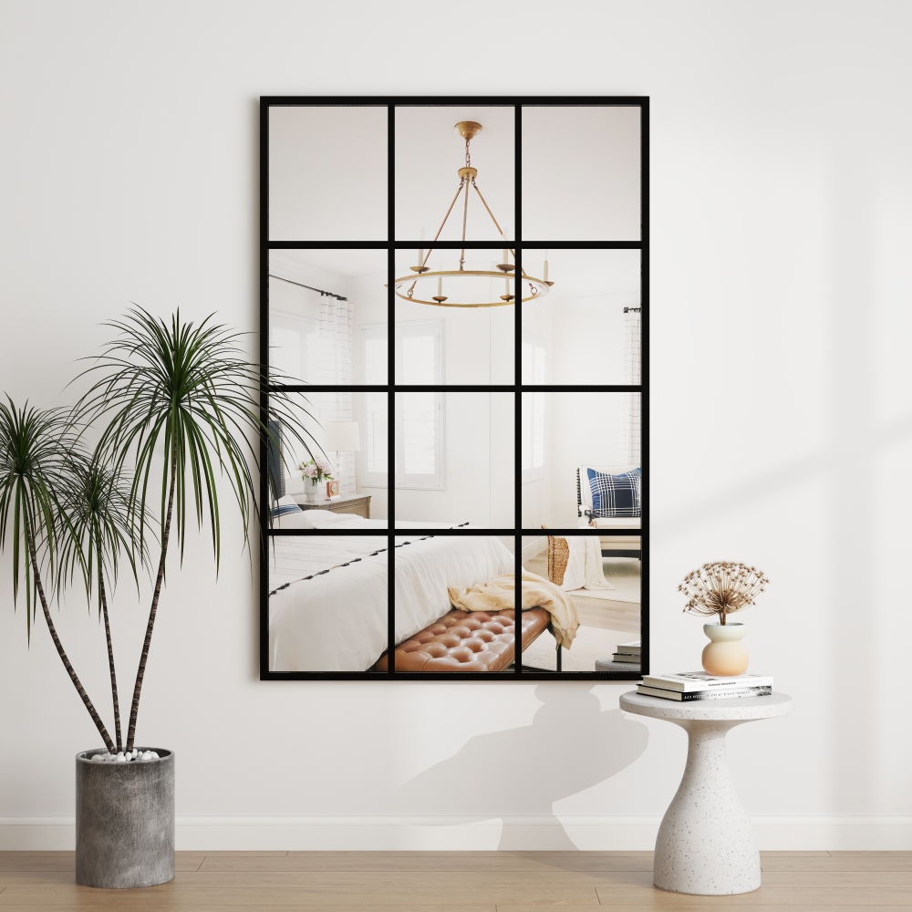 SHYFOY Antique Black Wall Mirror Metal Frame Accent Mirror - 35.44"×23.63"