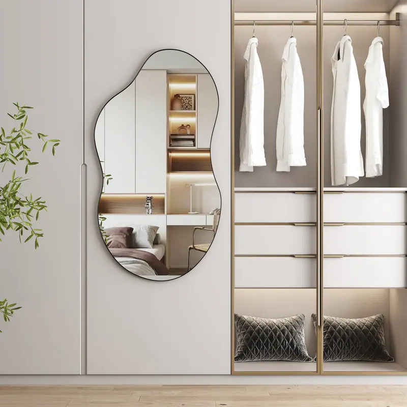 SHYFOY 35.8" Black Asymmetrical Cloud Shaped Wall Mirror / SF-WM129BK