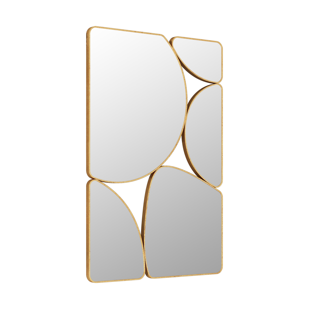 Antique Gold Mirror Wall Decorative, 35.4x23.6 Oblong Odd Mirrors Accent Abstract Mirror for Living Room