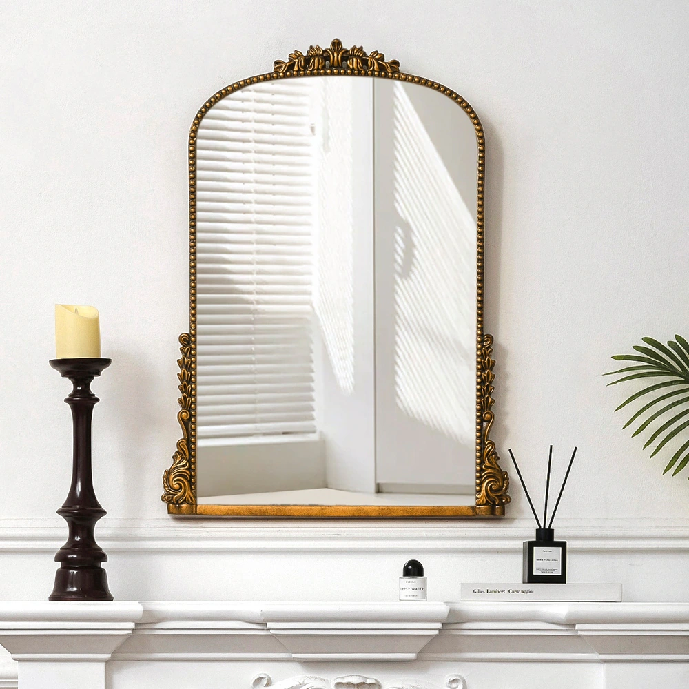 SHYFOY Antique Wall Mirror Gold Baroque Ornate, Traditional Elegant Old Mirror