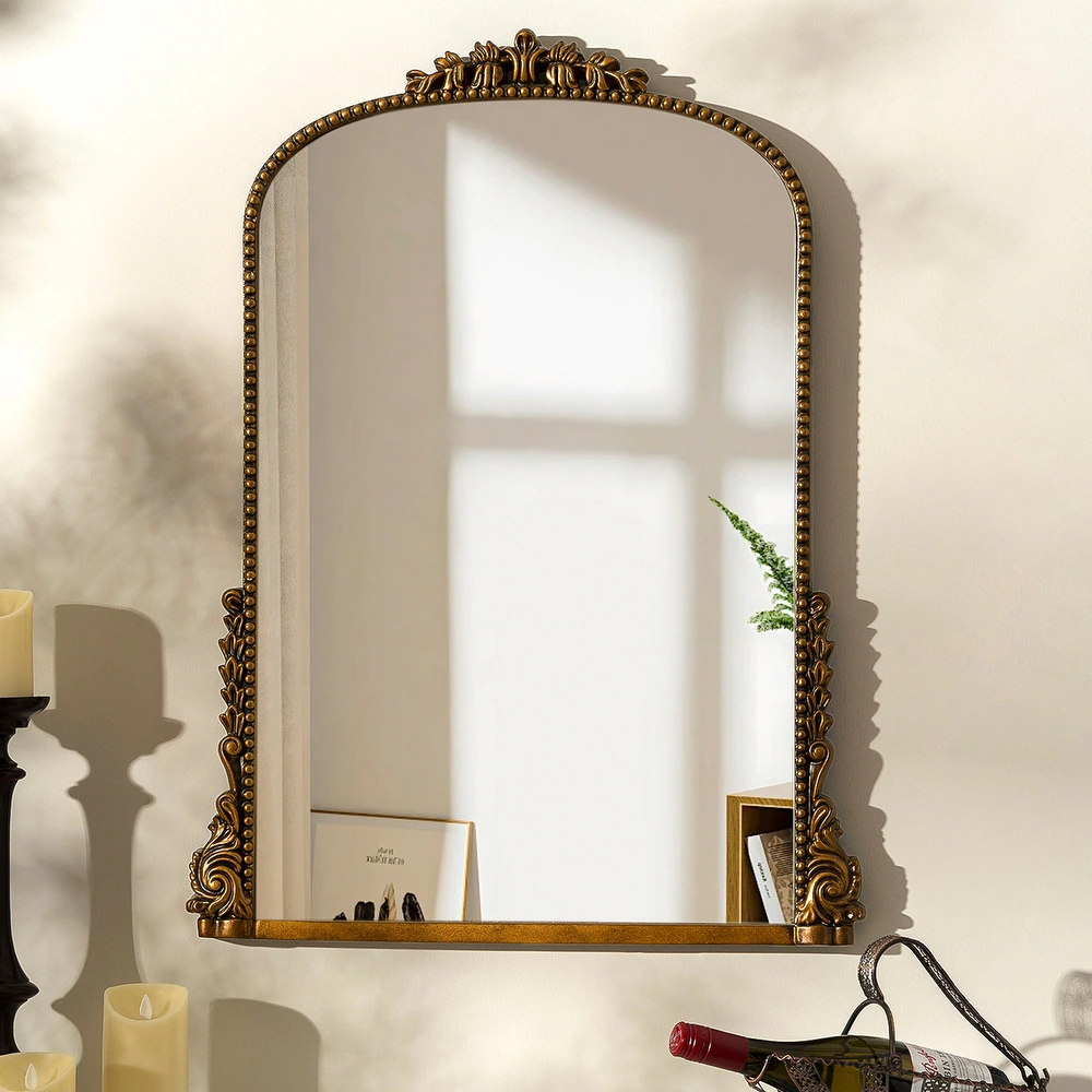 SHYFOY Antique Wall Mirror Gold Baroque Ornate, Traditional Elegant Old Mirror