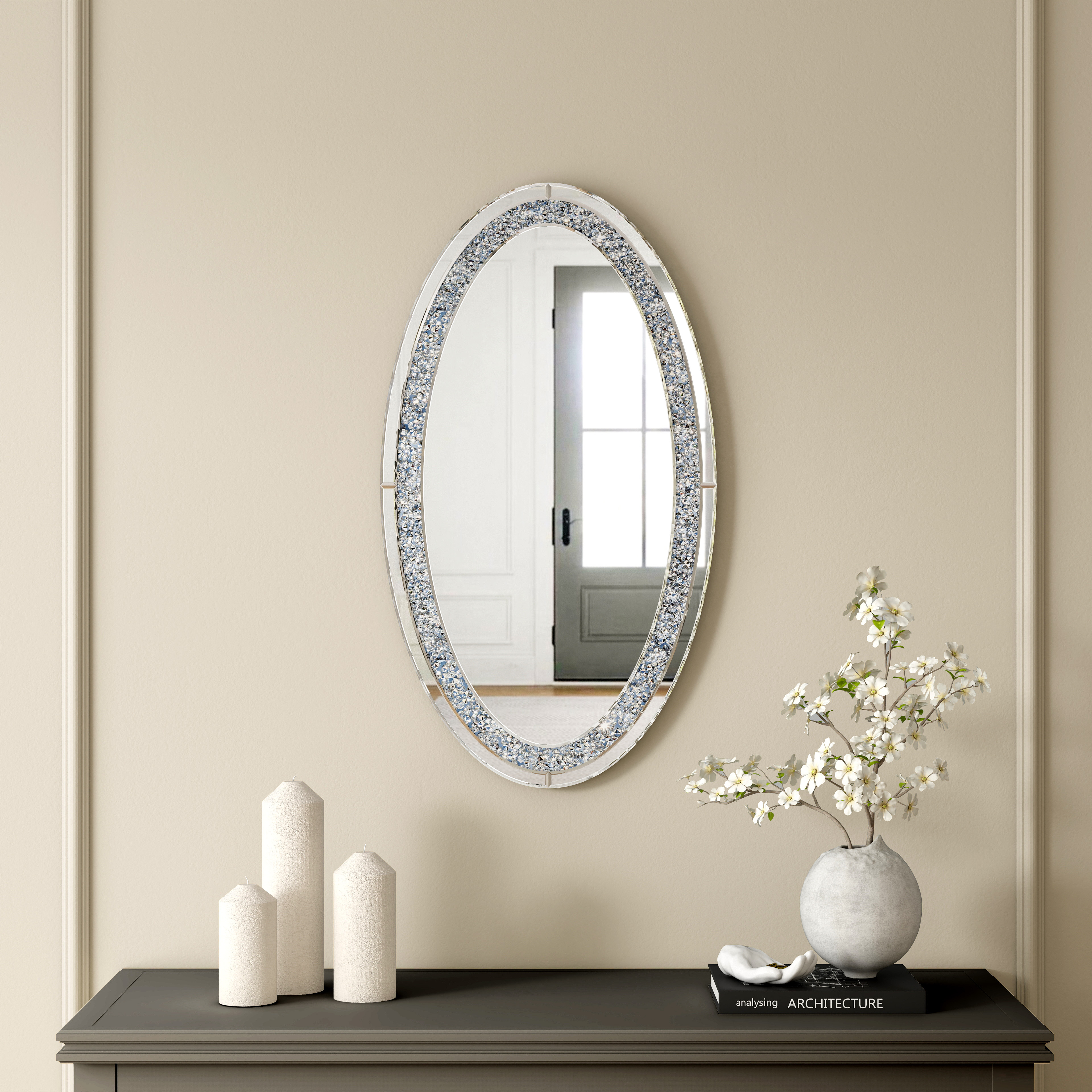 SHYFOY Oval Long Wall Mirror for Living Room Decor, 36