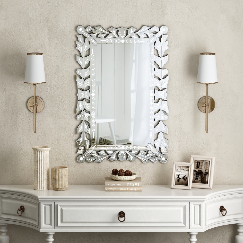 Rectangular Wall Mirror Modern Unique Frame Decor - 35.43"×23.43"