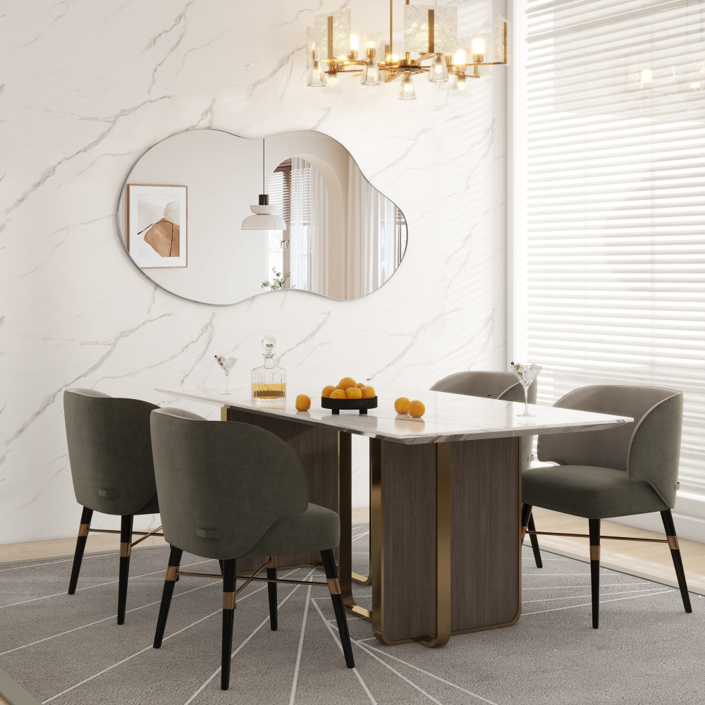 Antique Silver Asymmetrical Wavy Antique Accent Wall Mirror
