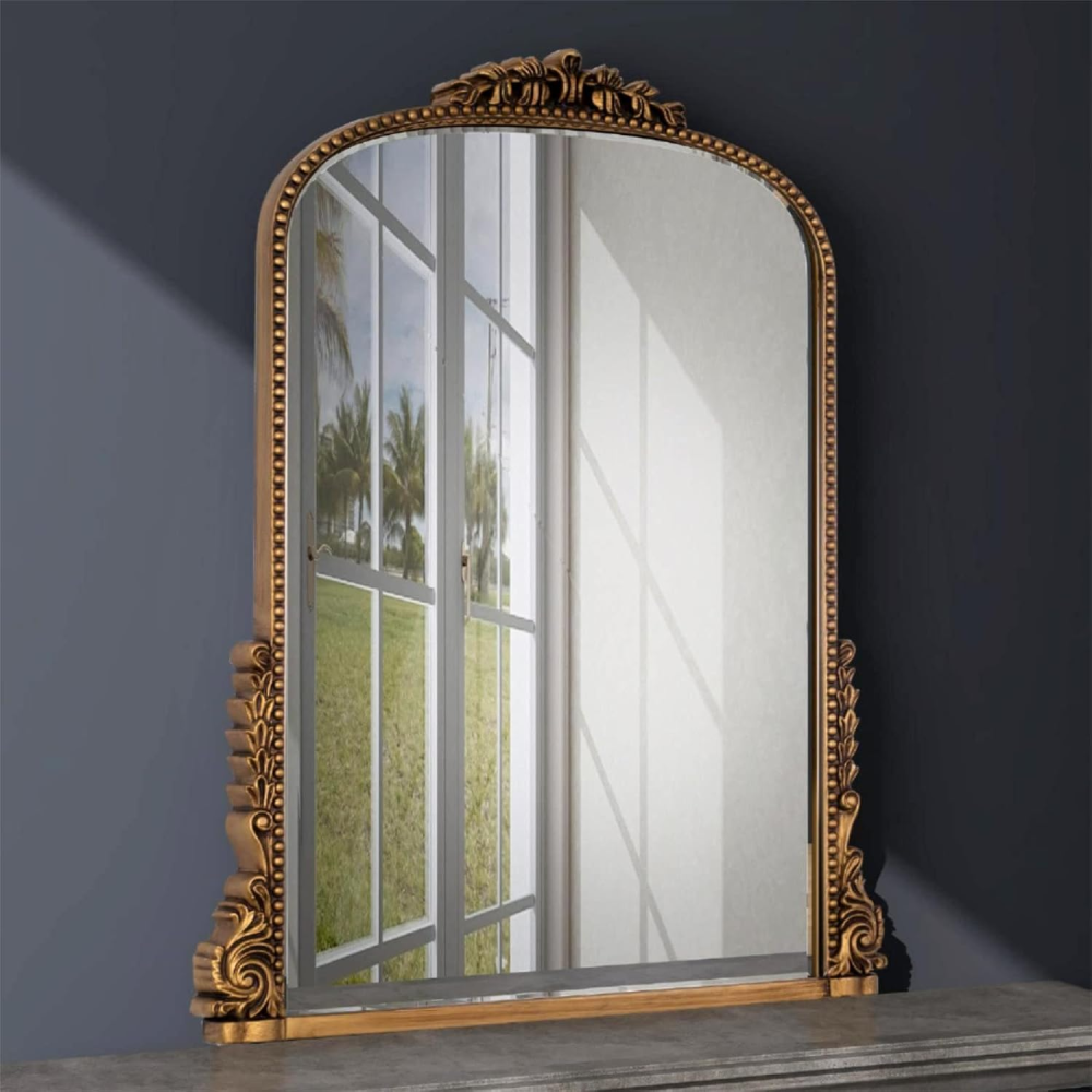 SHYFOY Antique Wall Mirror Gold Baroque Ornate, Traditional Elegant Old Mirror