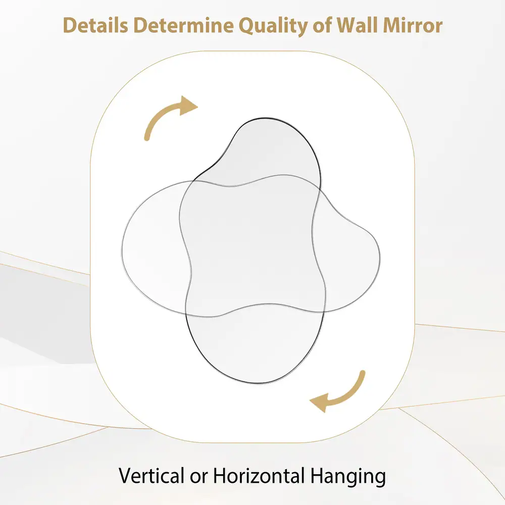 Irregular Wall Mirror Decorative, 20"x36" Antique-Gold Asymmetrical Mirror for Wall Decor Wavy Accent Mirrors