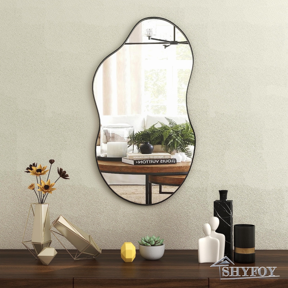 SHYFOY 35.8" Black Asymmetrical Cloud Shaped Wall Mirror / SF-WM129BK