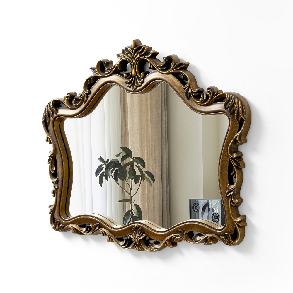 37" x 28" Large Ornate Baroque Antique Wall Mirror, Decorative Gold French Traditional Design