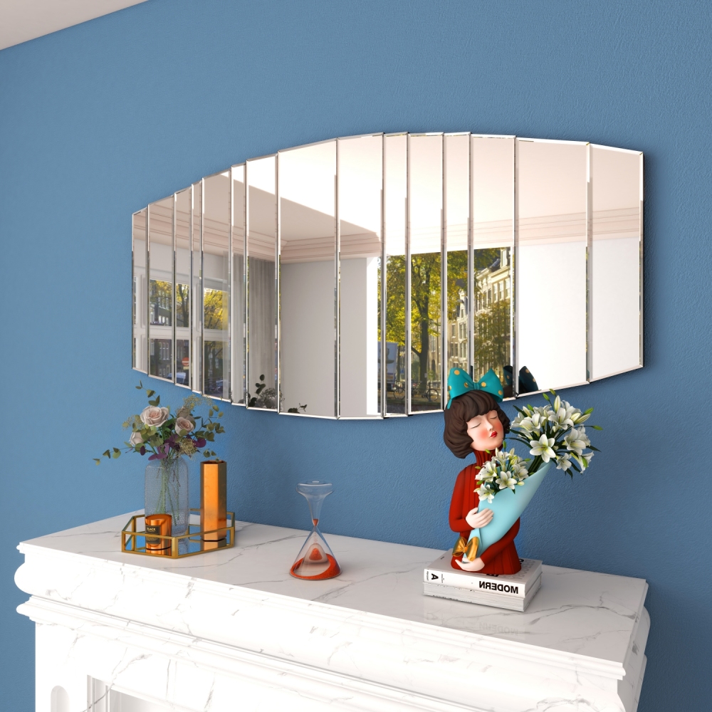 SHYFOY Modern Sunburst Framless Irregular Accent Wall Mirror - 43.3"×21.65"