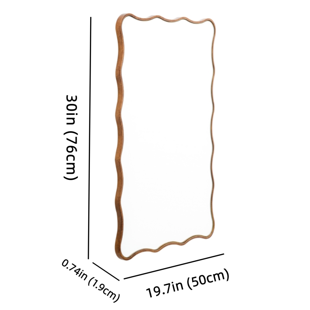 Antique Mirror Gold Wavy Mirrors 20x30” Irregular Mirrors Asymmetrical Ripple Wall Mirrors Abstract