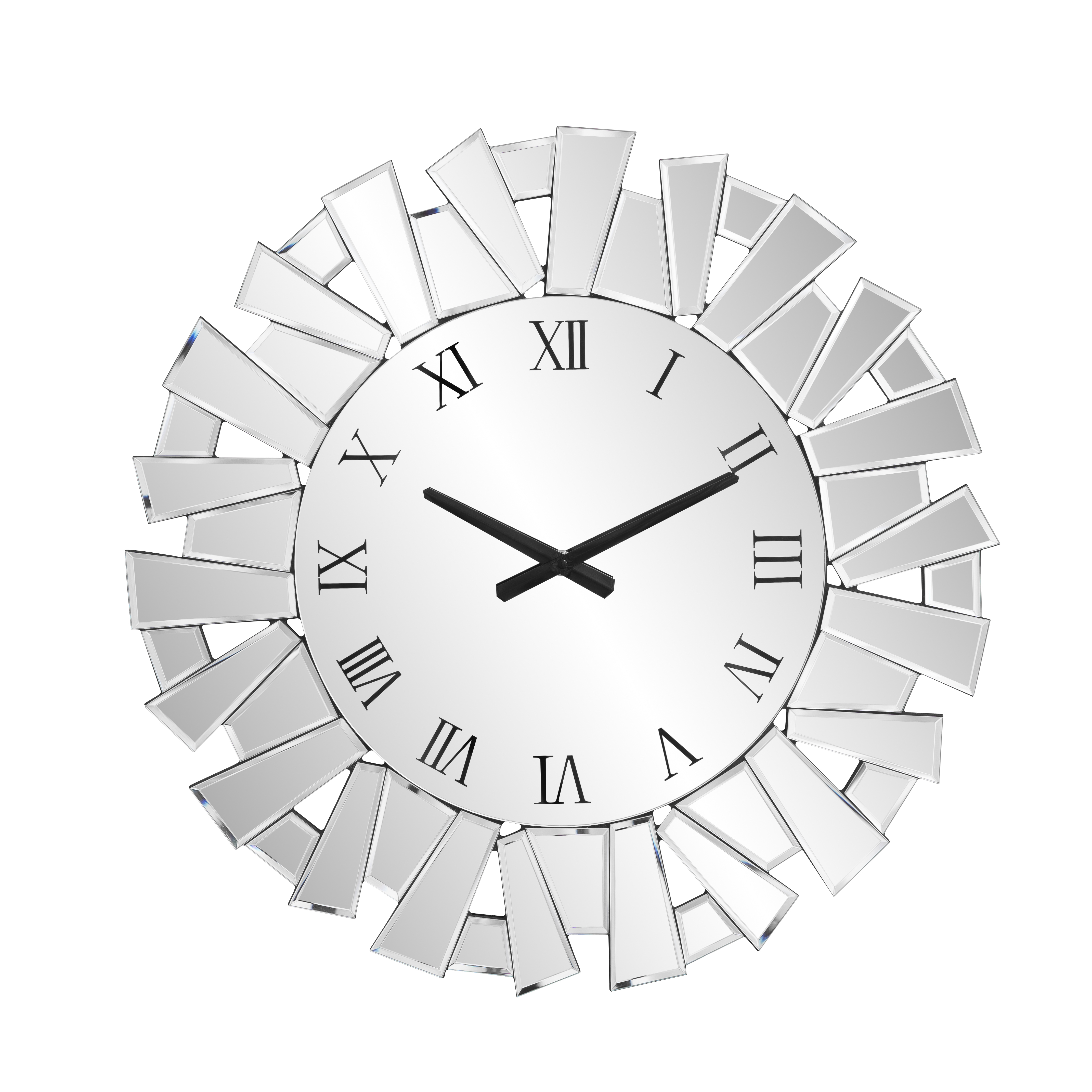23.62" Large Modern Mirror Clock with Roman Numerals, Luxury Art Wall Decor