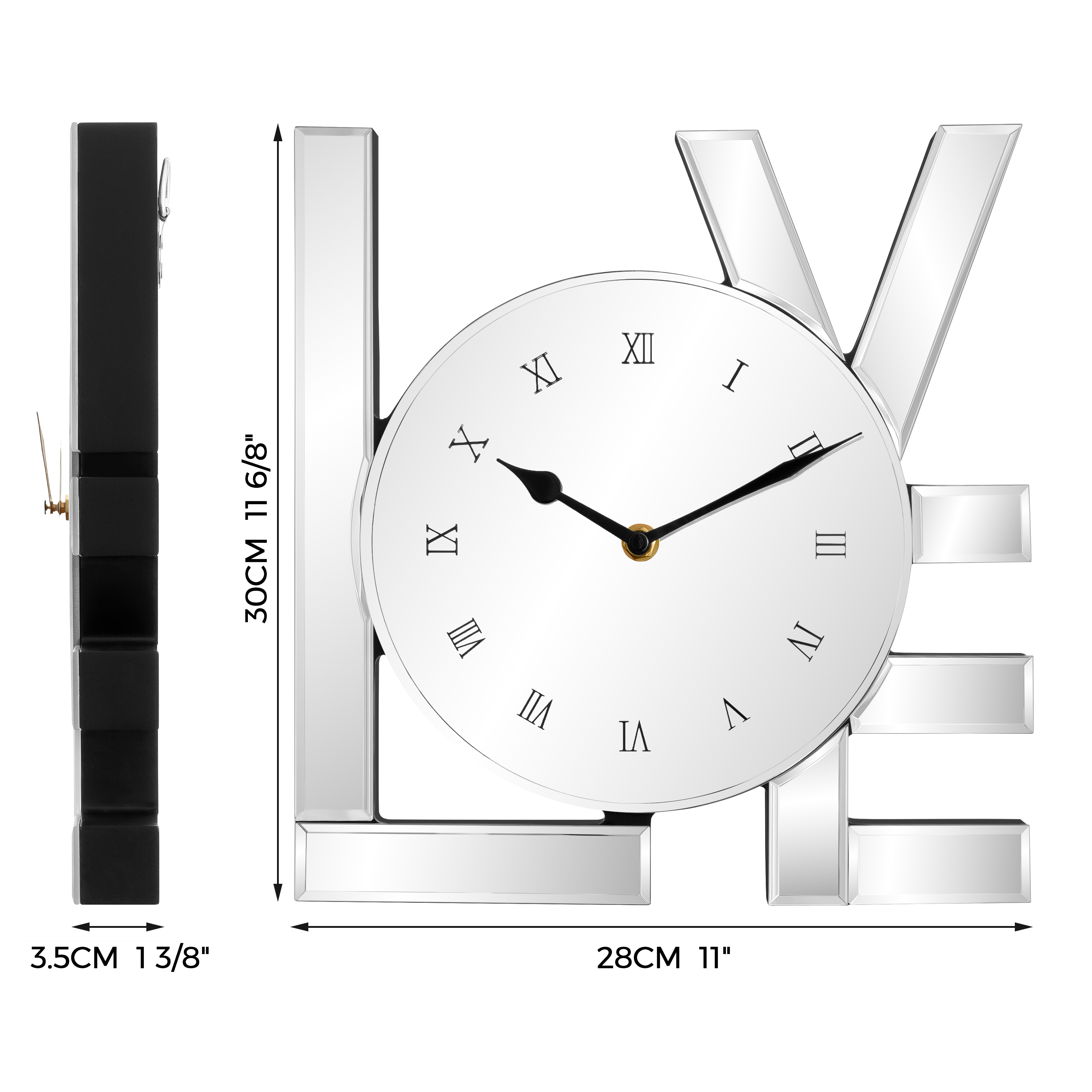 Decorative Wall Clock, Sliver Mirrored Wall Clock Modern Home Wall Decor Silent Clocks