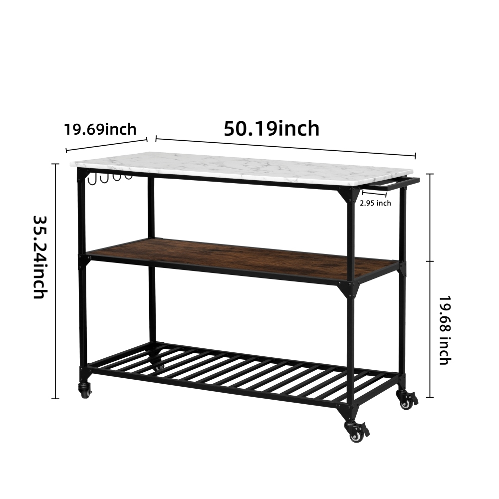 Shyfoy Contemporary Kitchen Island Bar Cart with Wheels