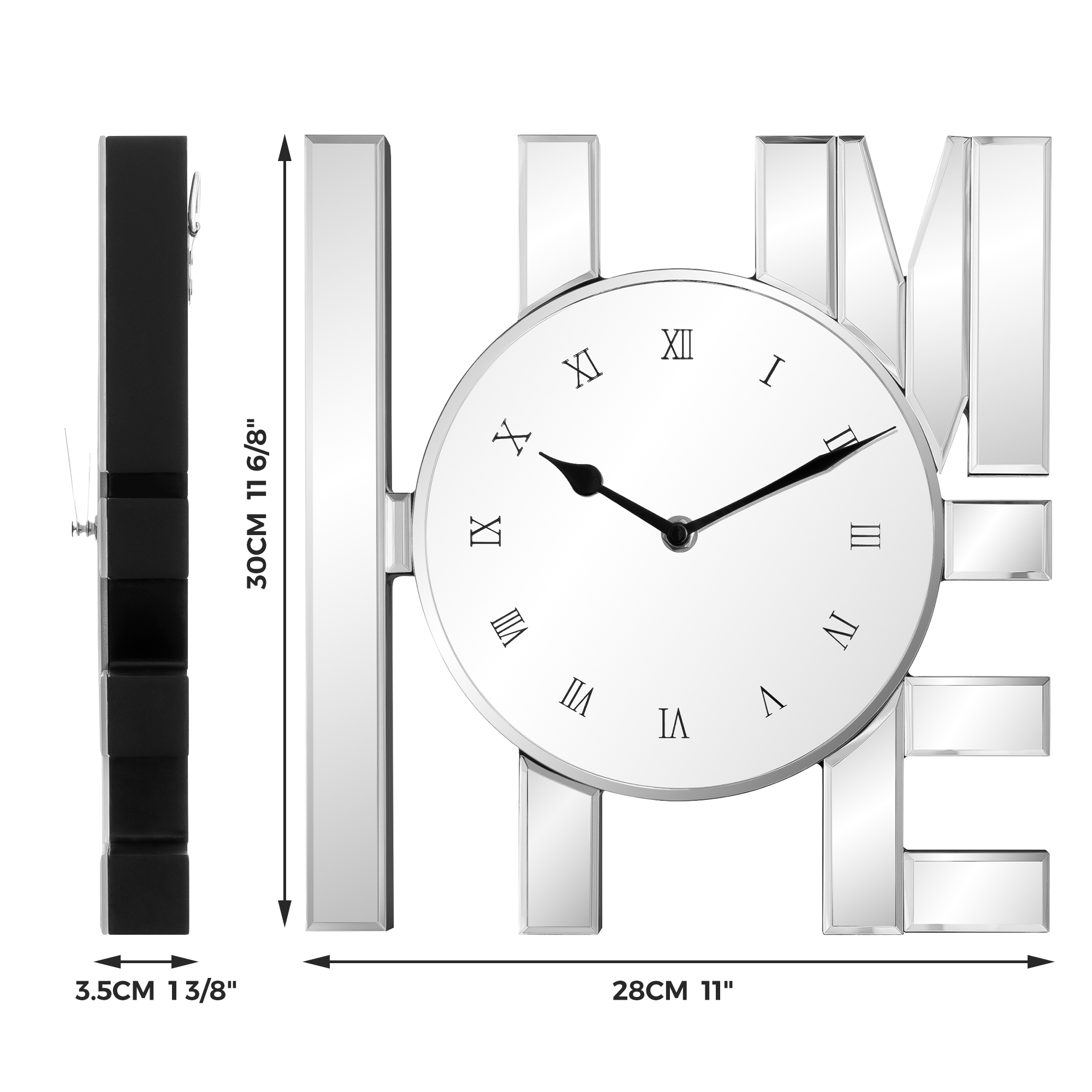 Decorative Wall Clock, Sliver Mirrored Wall Clock Modern Home Wall Decor Silent Clocks