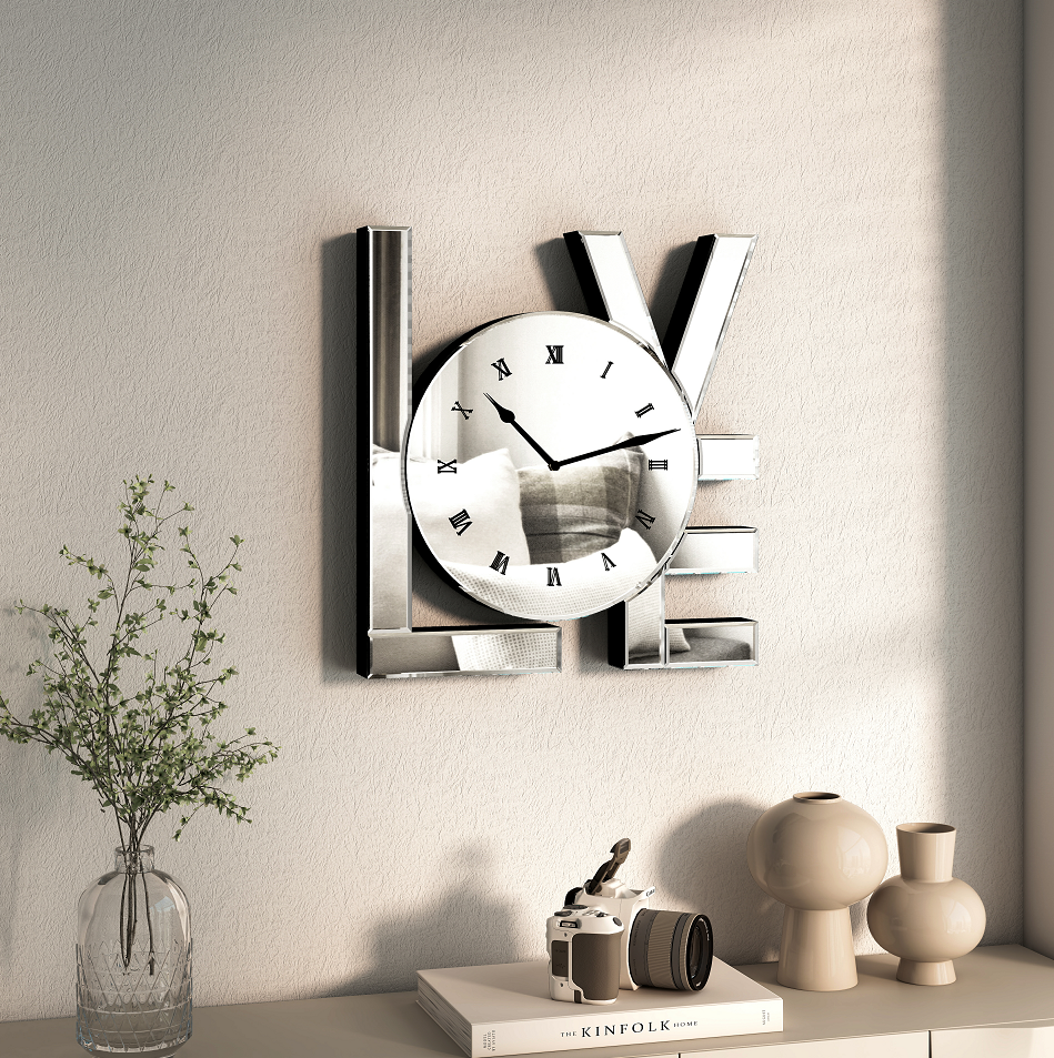Decorative Wall Clock, Sliver Mirrored Wall Clock Modern Home Wall Decor Silent Clocks