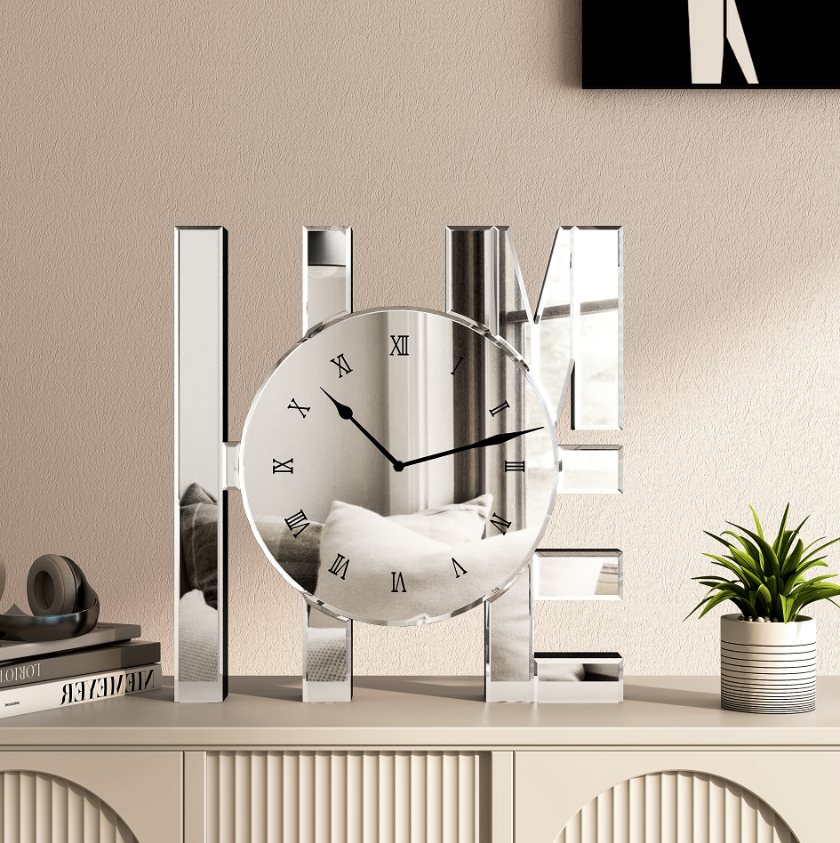 Decorative Wall Clock, Sliver Mirrored Wall Clock Modern Home Wall Decor Silent Clocks